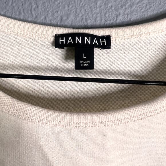 Hannah Womens Large Shirt Cream Crochet Sleeves BOHO Cottagecore Unique Artsy - Picture 3 of 10